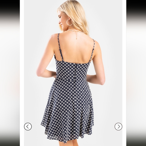 NWT💙 Francesca's Qwinn Ladder Trim Blue Mini Dress Sz Large - Picture 2 of 8